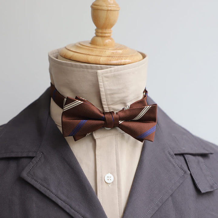 Nœud papillon polyvalent à rayures café pour homme