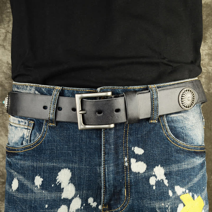 Ceinture en cuir cloutée style punk heavy metal pour homme