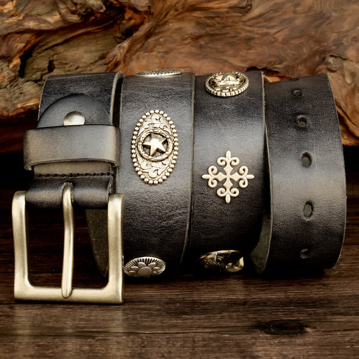 Ceinture en cuir cloutée style punk heavy metal pour homme