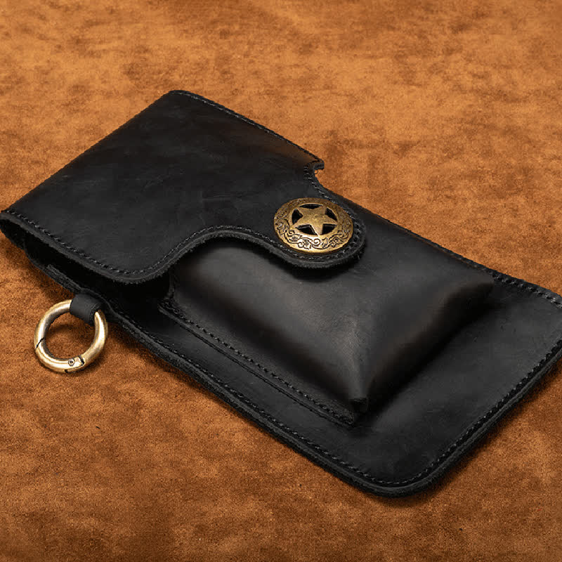 Sac ceinture en cuir pour téléphone avec boucle magnétique en forme d'étoile pour l'extérieur