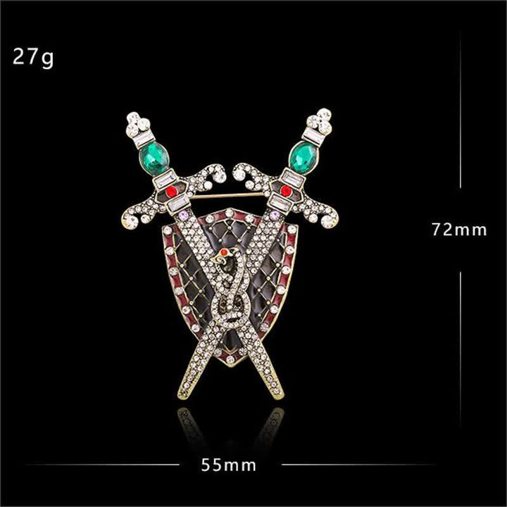 Broche épée et bouclier de guerrier pour homme