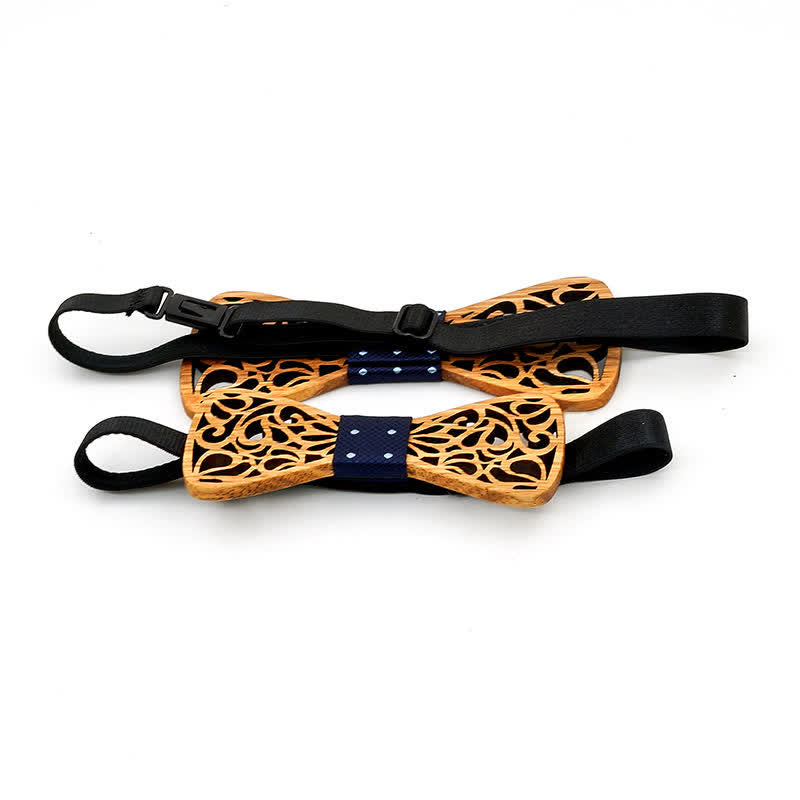 Lot de 2 nœuds papillon en bois creux parent-enfant pour homme