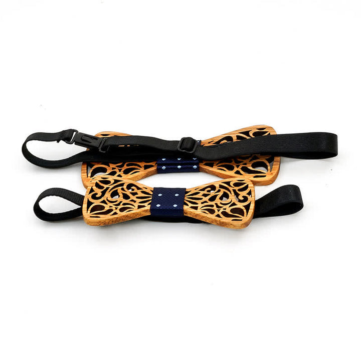 Lot de 2 nœuds papillon en bois creux parent-enfant pour homme