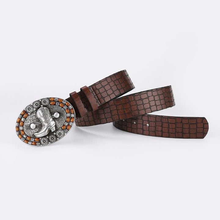 Ceinture en cuir et perles en bois pour bottes de cowboy pour hommes