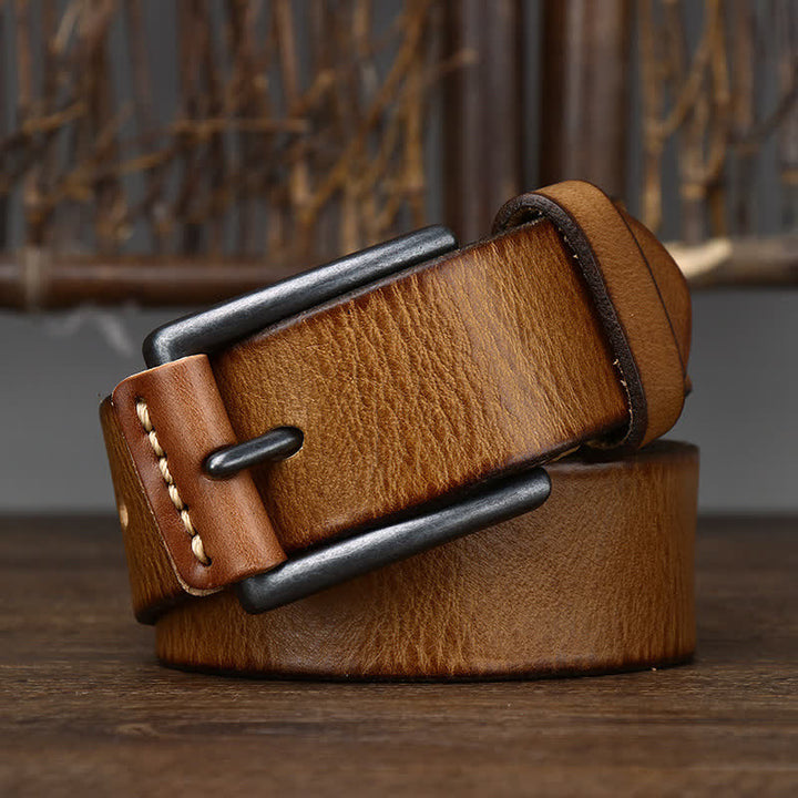 Ceinture en cuir de cowboy brillant et rétro pour homme
