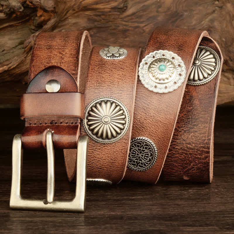 Ceinture en cuir cloutée style punk heavy metal pour homme