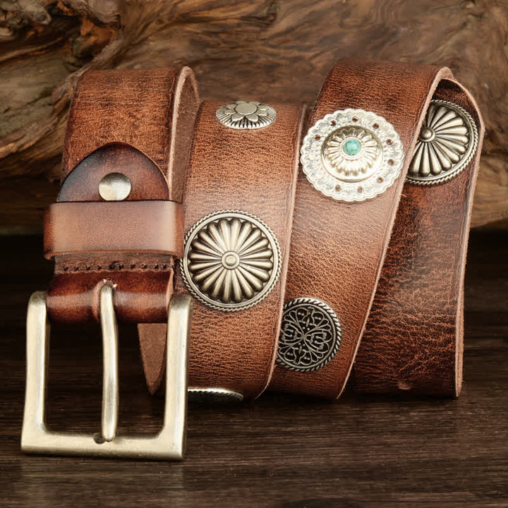 Ceinture en cuir cloutée style punk heavy metal pour homme