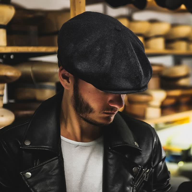 Casquette béret octogonale noire Peaky Blinders