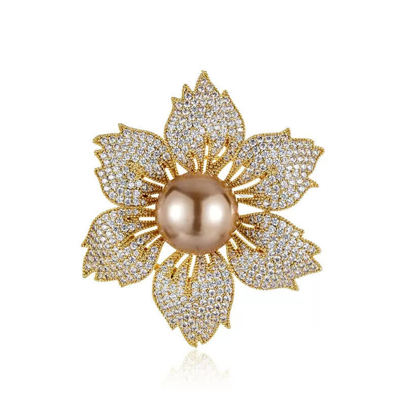 Broche Bauhinia de luxe en perles brillantes pour femme