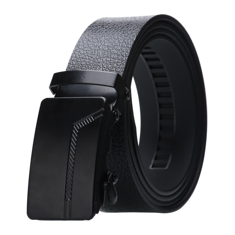 Ceinture en cuir noir à boucle automatique pour homme