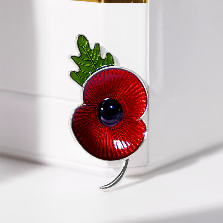 Broche commémorative unisexe en forme de feuille de pavot rouge