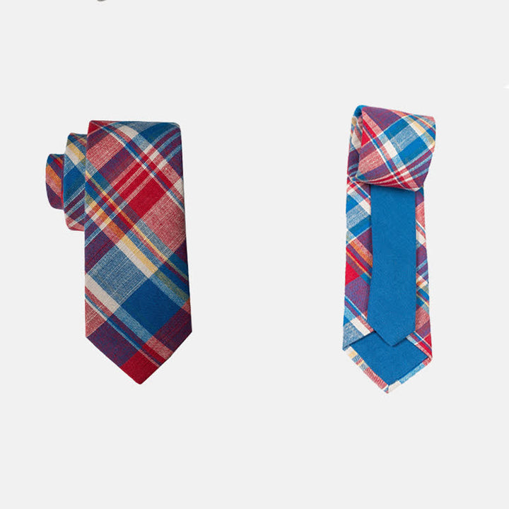 Cravate patchwork florale à carreaux pour homme