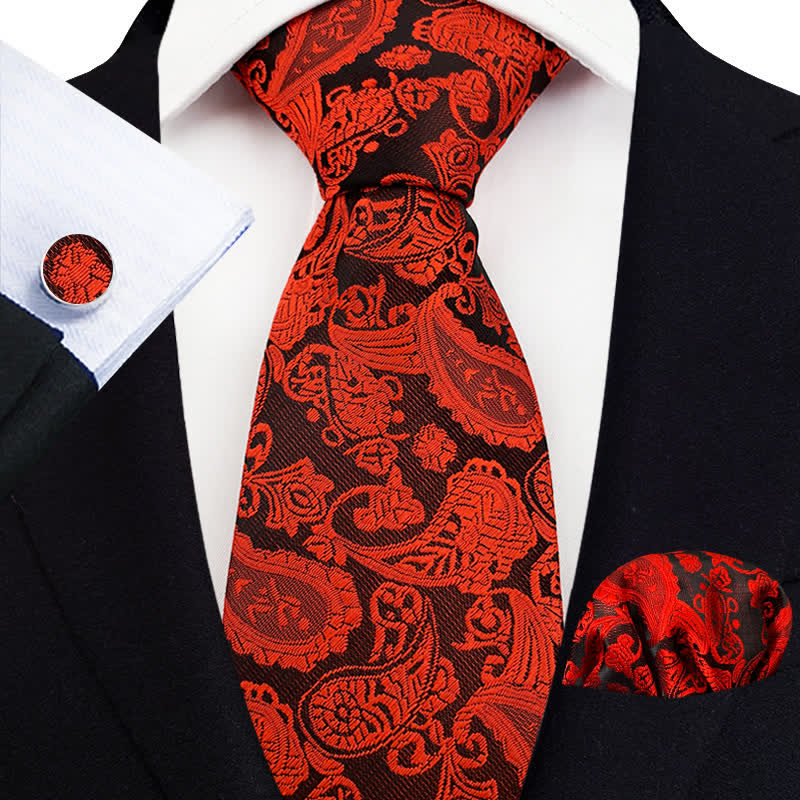 Ensemble de 3 cravates à motif cachemire exotique pour homme