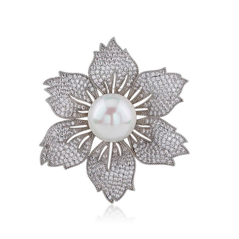 Broche Bauhinia de luxe en perles brillantes pour femme
