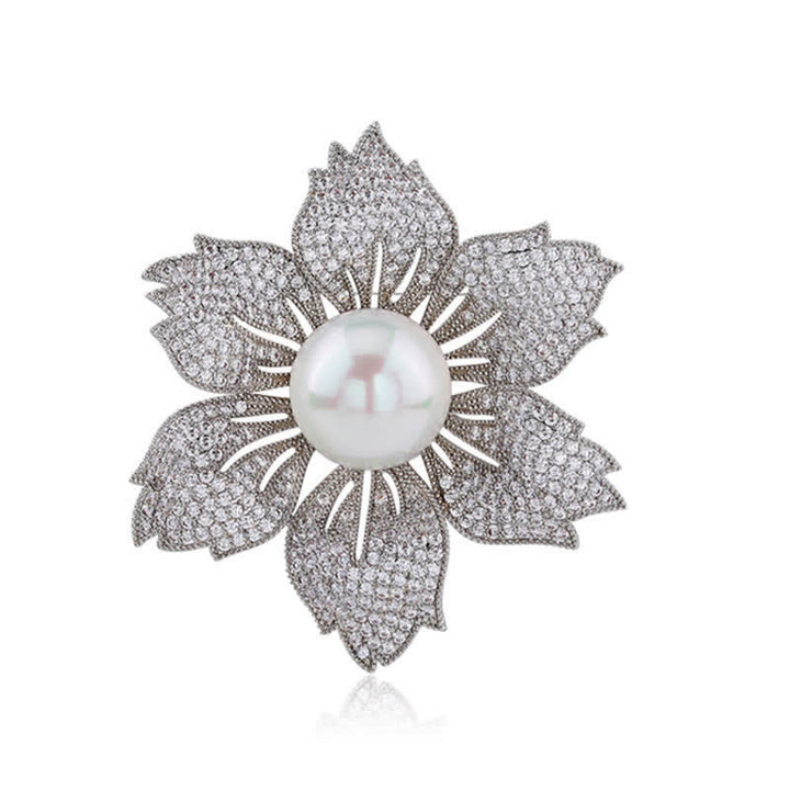 Broche Bauhinia de luxe en perles brillantes pour femme