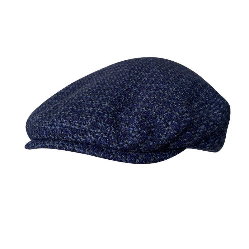 Casquette béret automne-hiver à carreaux bleu marine