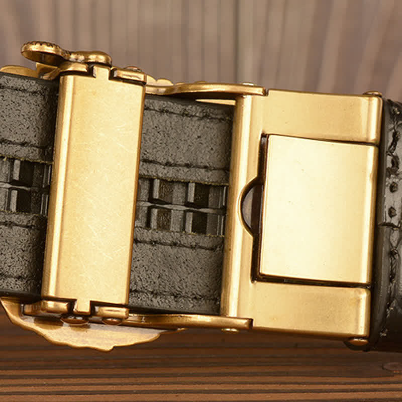 Ceinture en cuir gaufré crocodile tête d'aigle pour homme