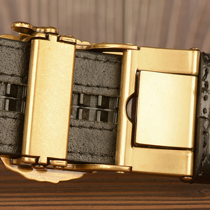 Ceinture en cuir gaufré crocodile tête d'aigle pour homme