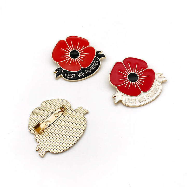Lot de 3 broches coquelicot unisexes « Lest We Forget »