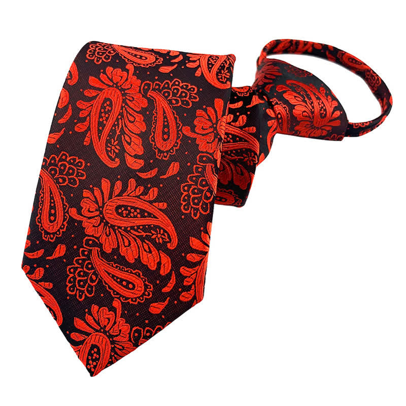 Cravate zippée à motif floral violet et rouge pour homme