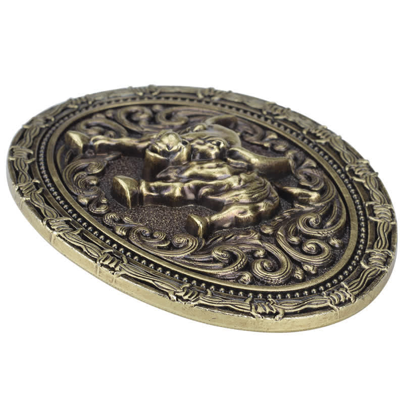 Ceinture en cuir à boucle pour homme avec motif de taureau de cow-boy