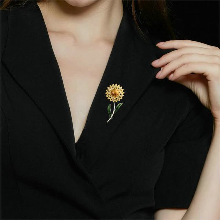 Broche tournesol en or pour femme
