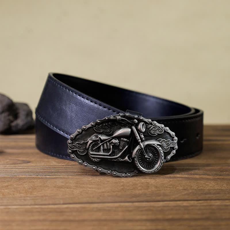 Ceinture en cuir avec boucle de moto pour homme, motif locomotive