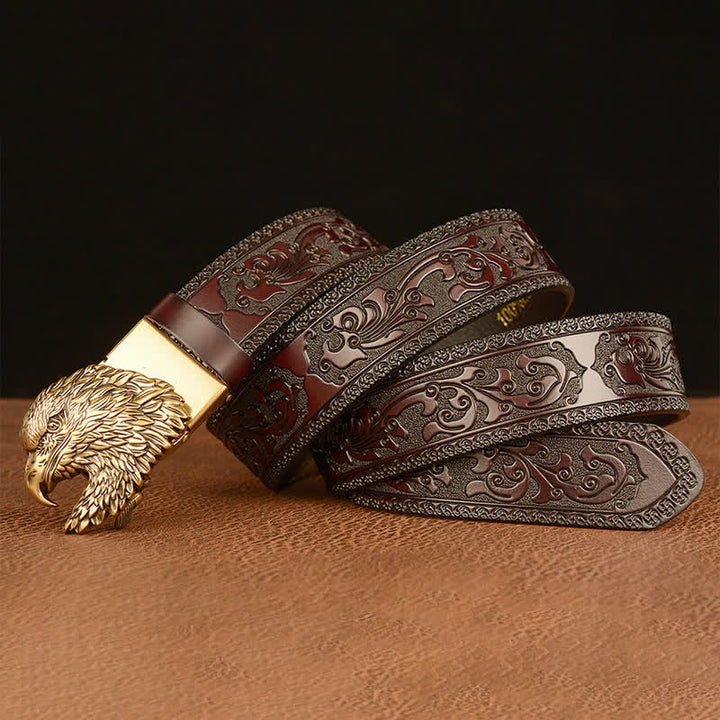 Ceinture en cuir à tête d'aigle tridimensionnelle pour homme