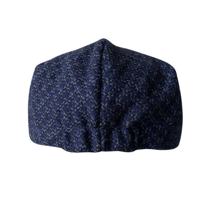 Casquette béret automne-hiver à carreaux bleu marine