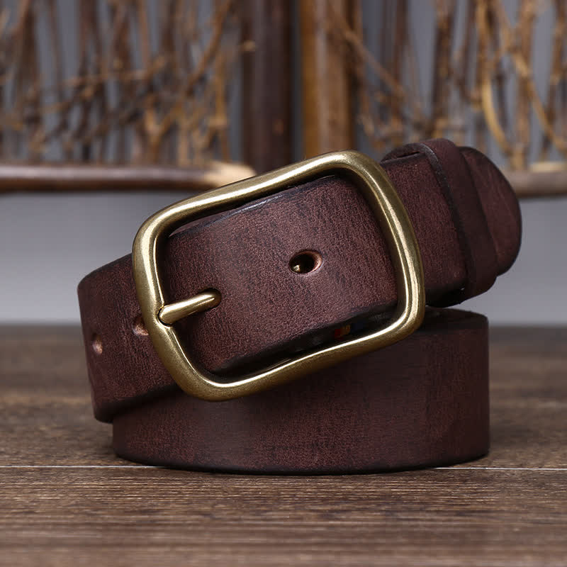 Ceinture en cuir de vachette pur épais vintage pour homme