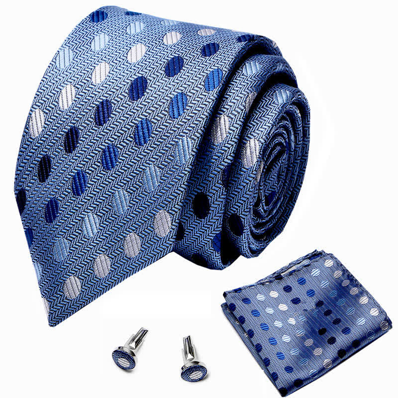 Ensemble de 3 cravates à pois bleus pour homme
