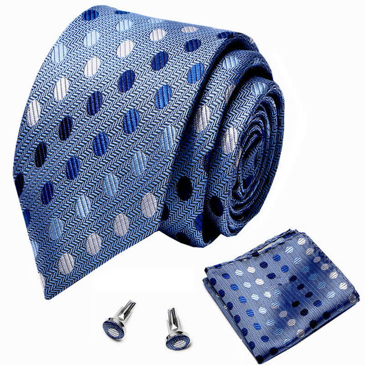 Ensemble de 3 cravates à pois bleus pour homme