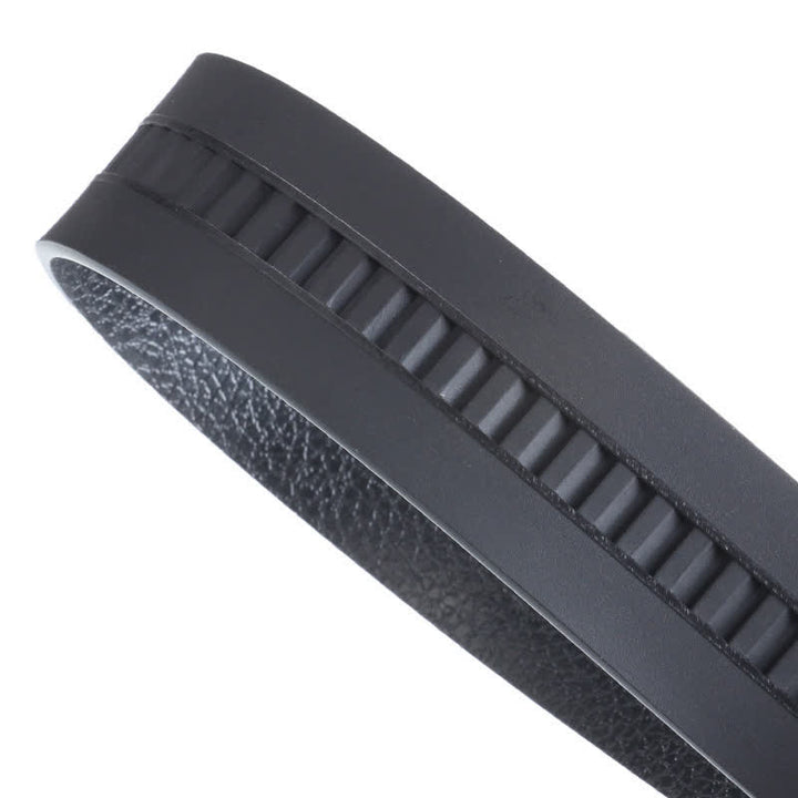 Ceinture en cuir noir à boucle automatique pour homme