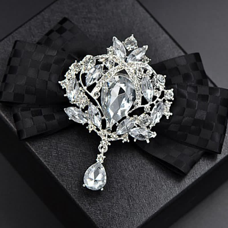 Ensemble de 3 broches et nœuds papillon à carreaux en strass