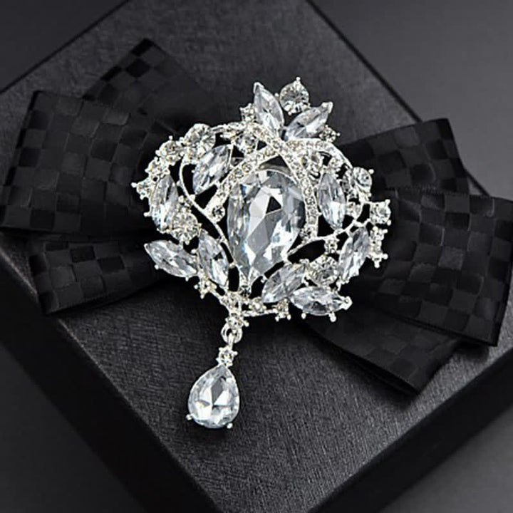 Ensemble de 3 broches et nœuds papillon à carreaux en strass