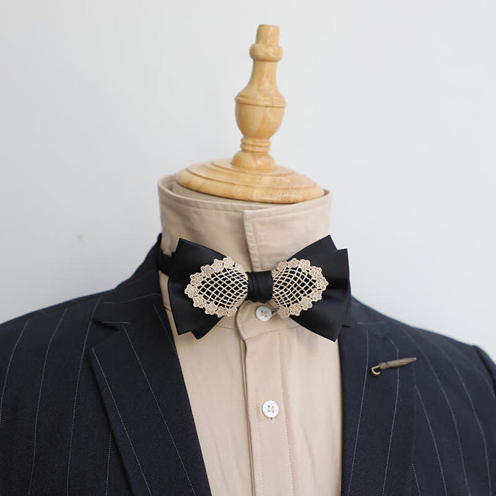 Nœud papillon élégant en dentelle fleurie pour homme