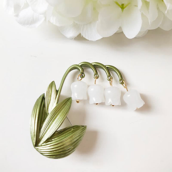Broche muguet blanche pure pour femme