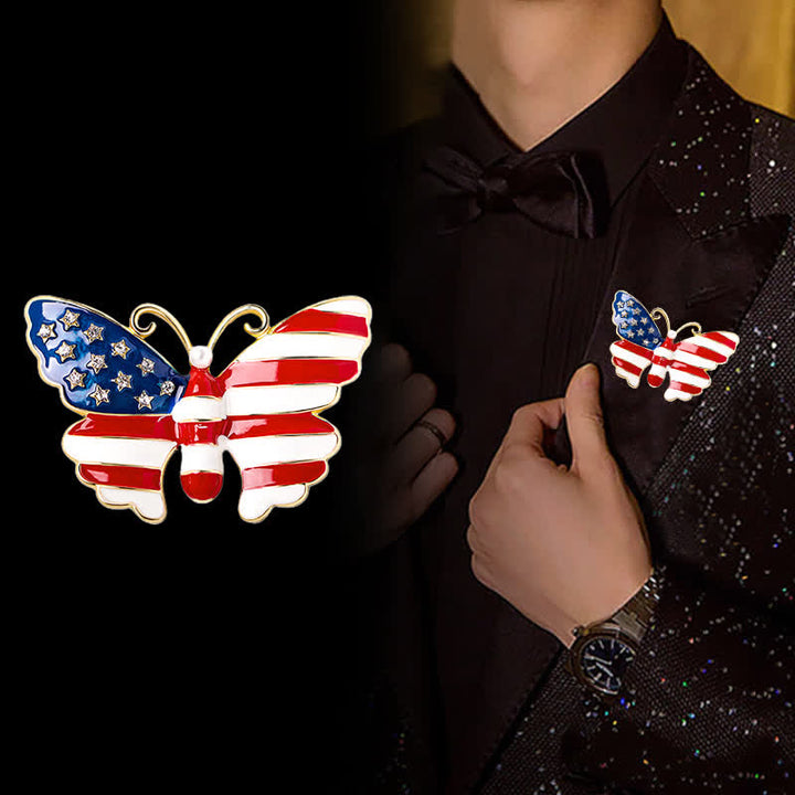 Broche papillon drapeau américain pour homme