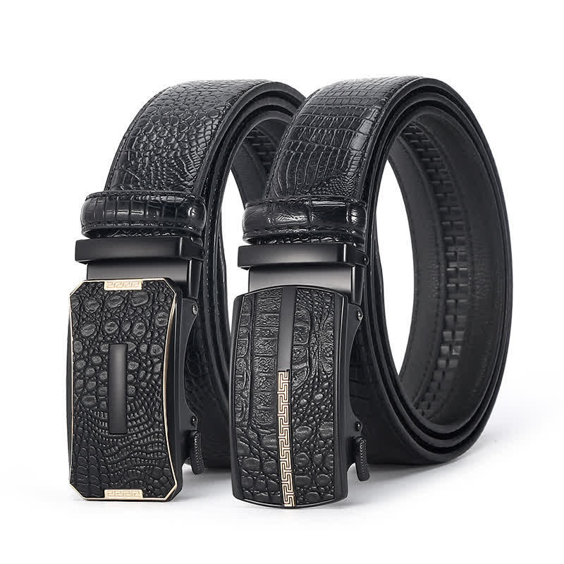 Ceinture en cuir de luxe à motif peau de crocodile pour homme