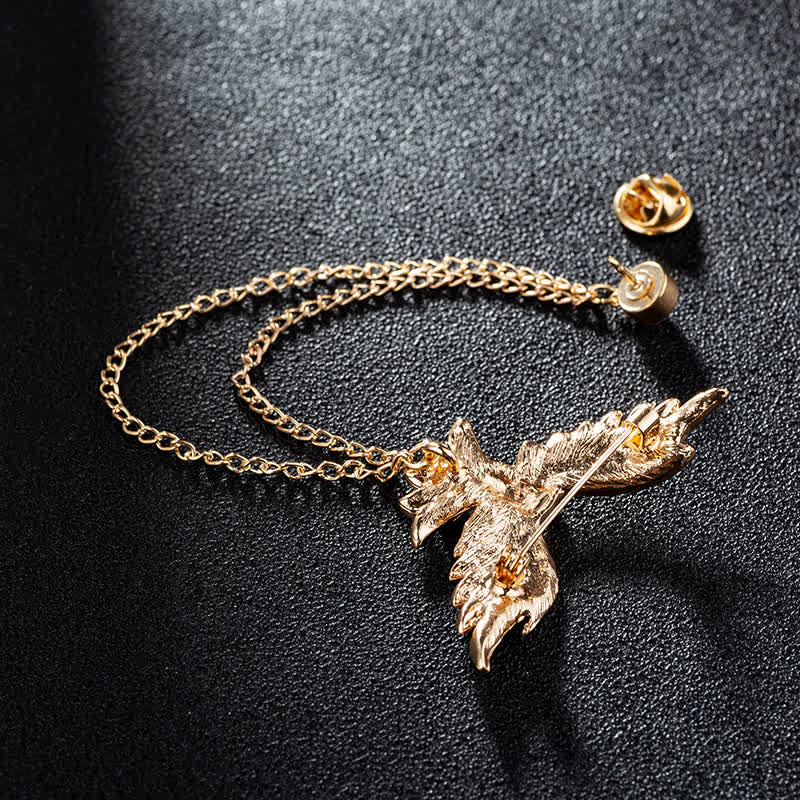 Broche chaîne aigle volant pour homme