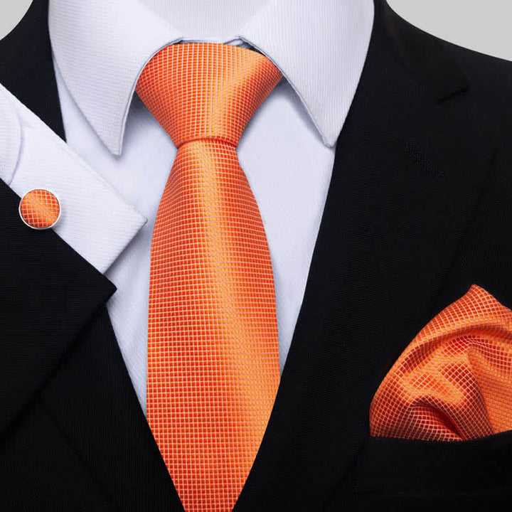 Ensemble de 3 cravates oranges unies pour hommes