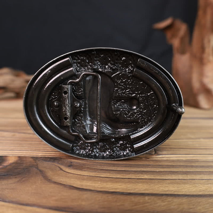 Ceinture en cuir avec boucle de botte en perles de bois et strass pour homme