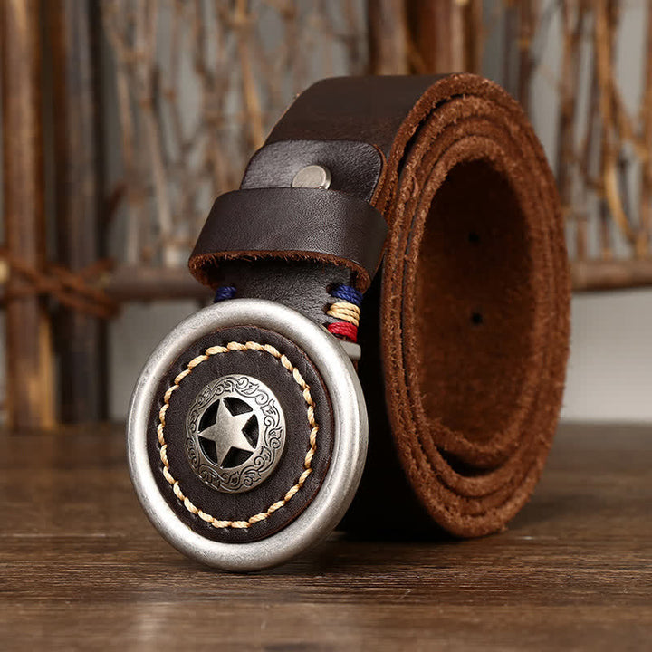Ceinture en cuir épais vintage Pentacle pour homme