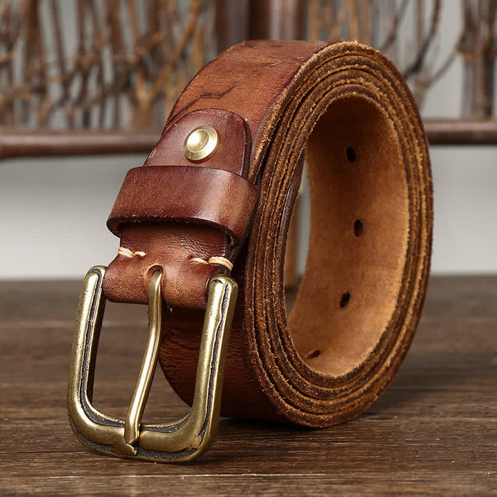 Ceinture en cuir pour homme avec motif d'ancre de bateau sculpté