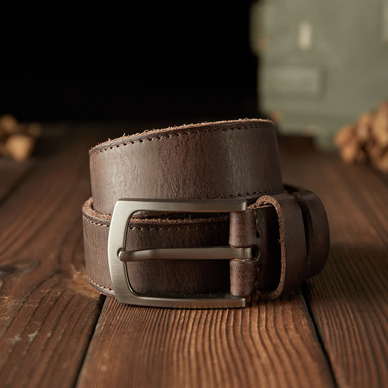Ceinture en cuir de cow-boy texturée classique pour homme