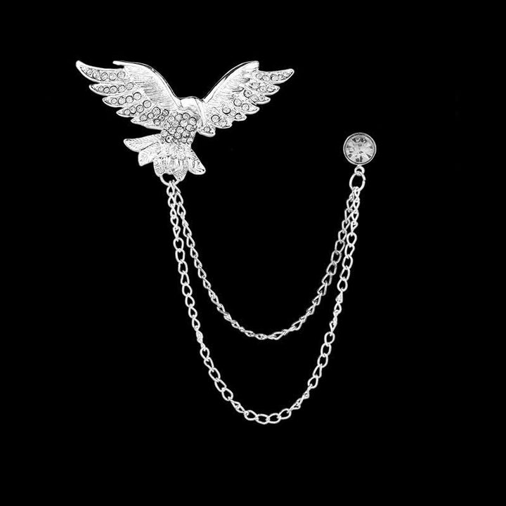 Broche chaîne aigle volant pour homme