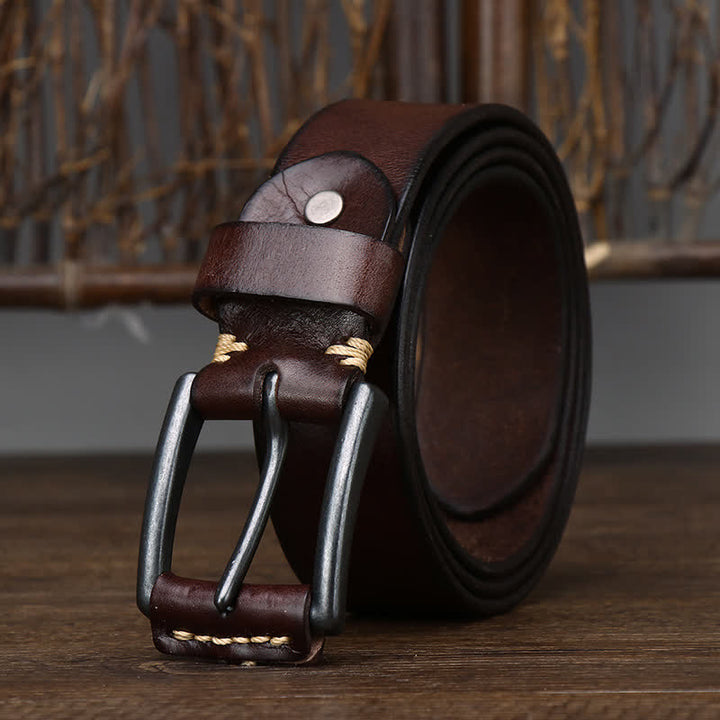 Ceinture en cuir de cowboy brillant et rétro pour homme