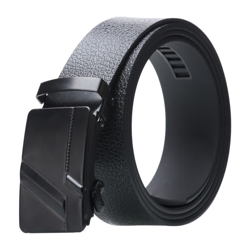Ceinture en cuir noir à boucle automatique pour homme