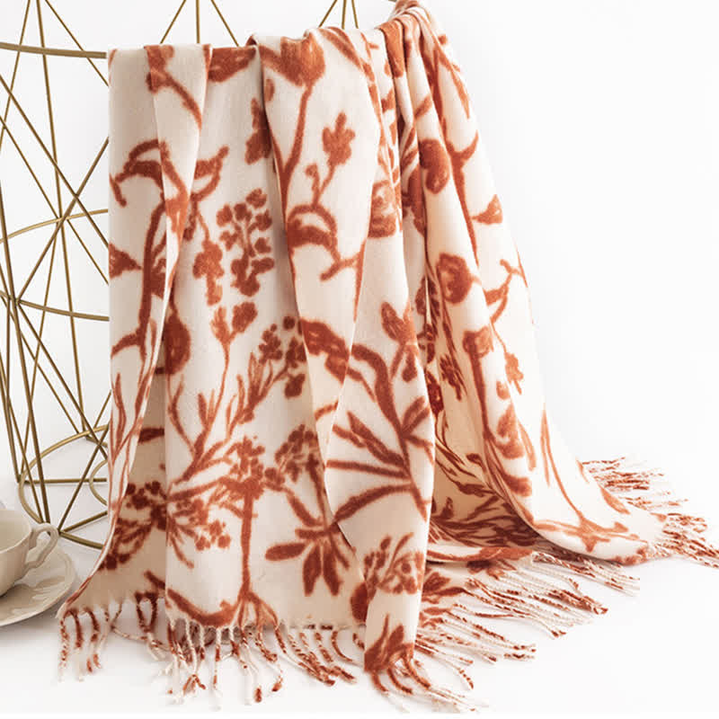 Écharpe botanique à fleurs douces crème pour femme