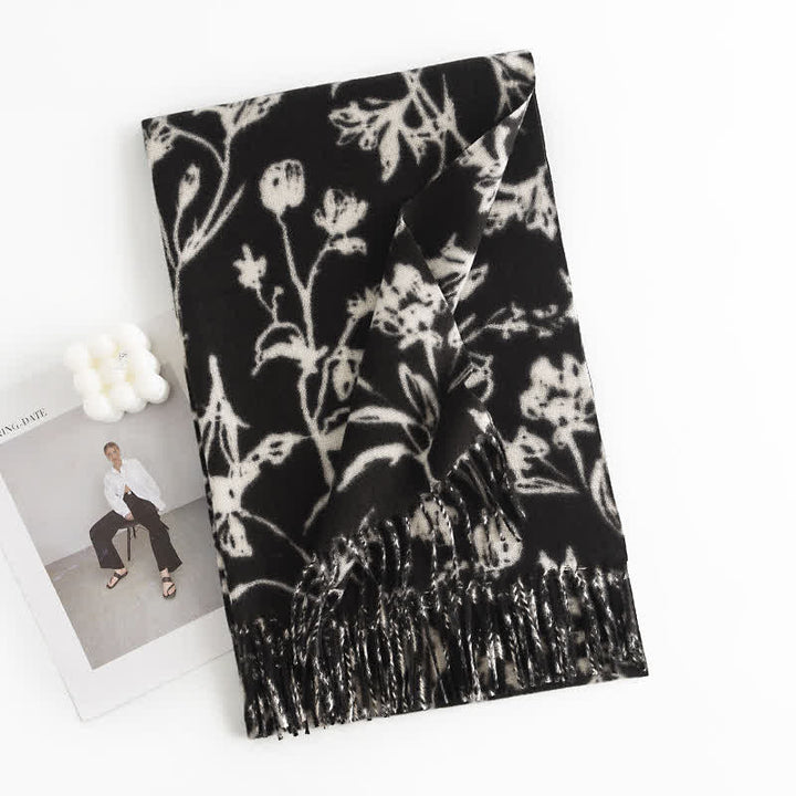 Écharpe botanique à fleurs douces crème pour femme